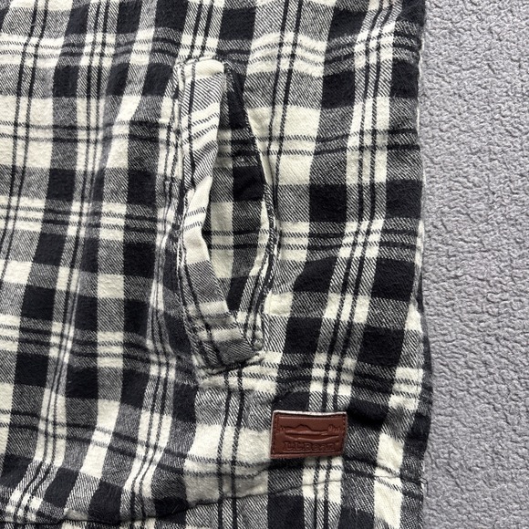 LL BEAN Womens Full Zip Hooded Jacket-All Cotton Black/White Plaid-Relaxed Fit L - Picture 6 of 16